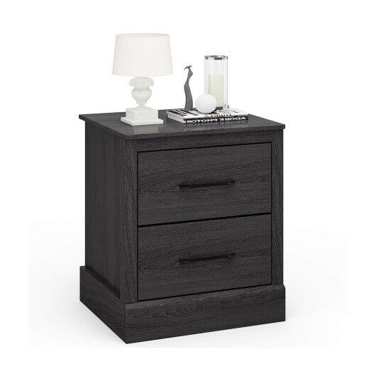 Wood Compact Floor Nightstand with Storage Drawers-Dark Gray W2B