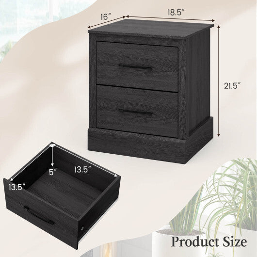 Wood Compact Floor Nightstand with Storage Drawers-Dark Gray W2B
