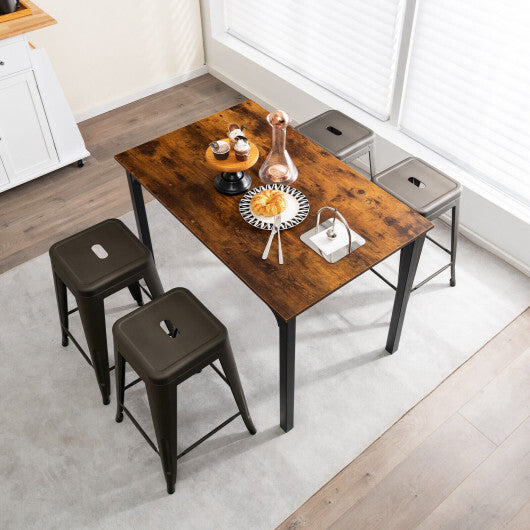 24 Inch Set of 4 Tolix Style Counter Height Barstool Stackable Chair-Black