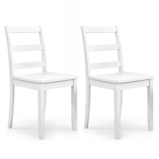 Set of 2 Wood Dining Chairs with Solid Rubber Wood Legs-White W2B