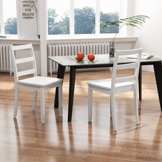 Set of 2 Wood Dining Chairs with Solid Rubber Wood Legs-White W2B