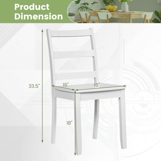 Set of 2 Wood Dining Chairs with Solid Rubber Wood Legs-White W2B