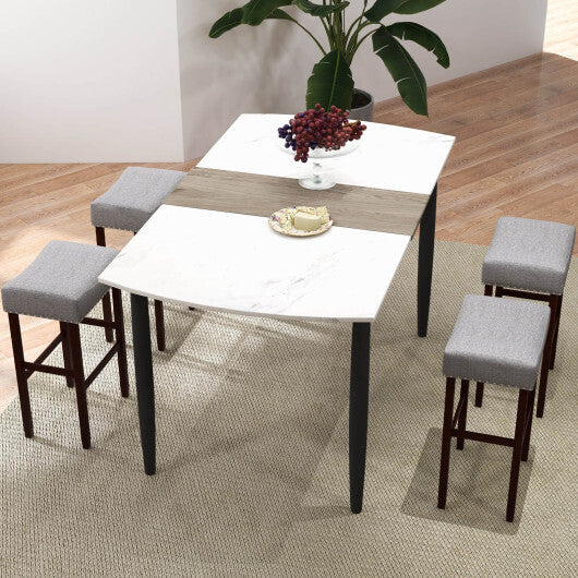 2 Set of 29 Inch Height Upholstered Bar Stool with Solid Rubber Wood Legs and Footrest-Beige W2B