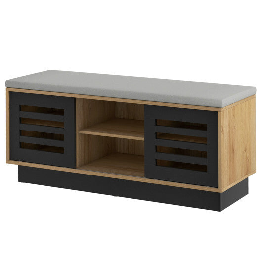 Shoe Bench with 6 Storage Compartments and 3 Adjustable Shelves-Gray