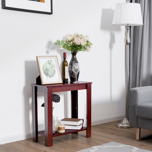 2-Tier Modern Compact End Table with Storage Shelf-White
