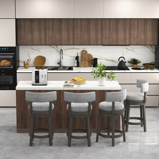 27/31 Inch Swivel Bar Stool with Upholstered Back Seat and Footrest-31 inches