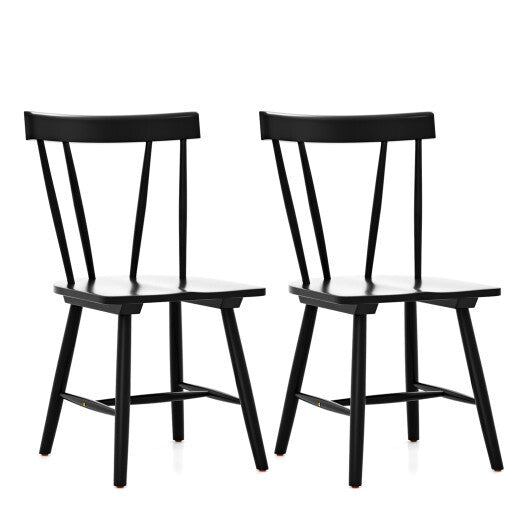 Windsor Style Armless Chairs with Solid Rubber Wood Frame-Black W2B