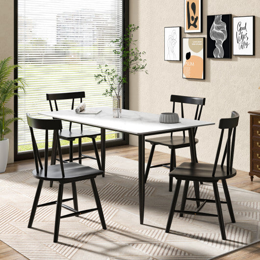 Windsor Style Armless Chairs with Solid Rubber Wood Frame-Black W2B