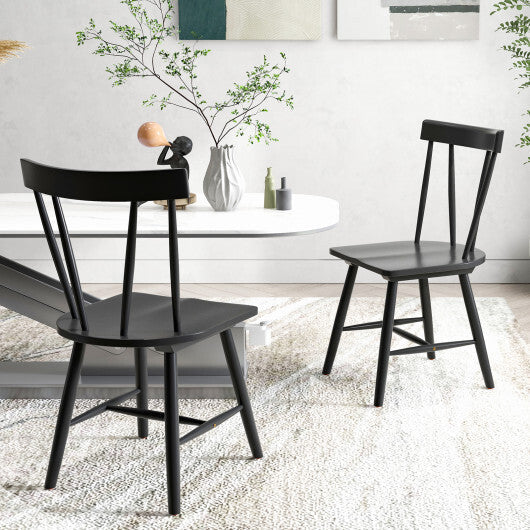 Windsor Style Armless Chairs with Solid Rubber Wood Frame-Black W2B