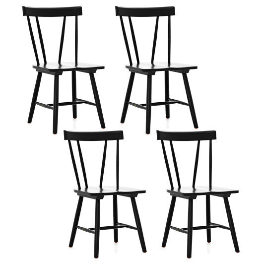 Windsor Style Armless Chairs with Solid Rubber Wood Frame-Black W2B