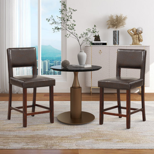 2 Piece Bar Chair Set with Hollowed Back and Rubber Wood Legs-Beige W2B
