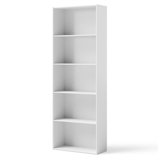 5-Shelf Storage Bookcase Modern Multi-Functional Display Cabinet-White - Color: White W2B