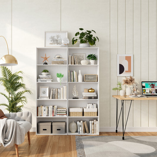 5-Shelf Storage Bookcase Modern Multi-Functional Display Cabinet-White - Color: White W2B