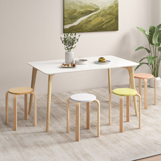 Set of 4 Bentwood Stackable Stools Dining Stools with Round Tops-Multicolor W2B