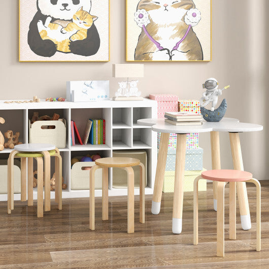 Set of 4 Bentwood Stackable Stools Dining Stools with Round Tops-Multicolor W2B