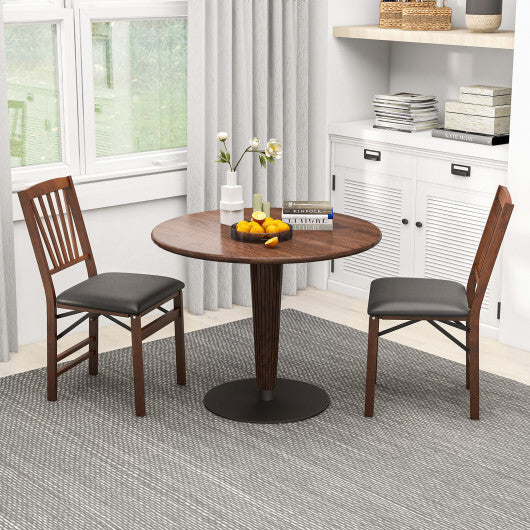 Set of 2 Folding Chairs with Padded Seat and Rubber Wood Frame-Brown W2B