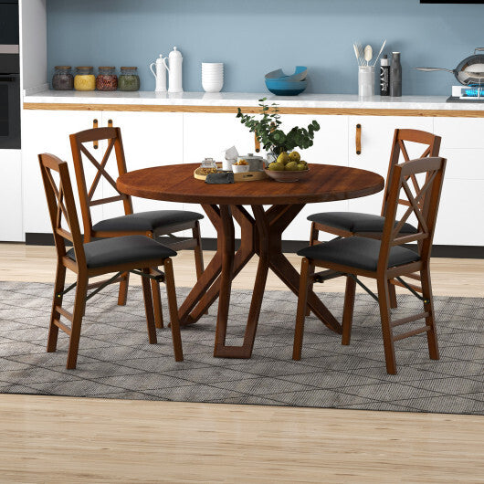 Set of 2 Folding Dining Chairs with 400 LBS Capacity-Brown W2B