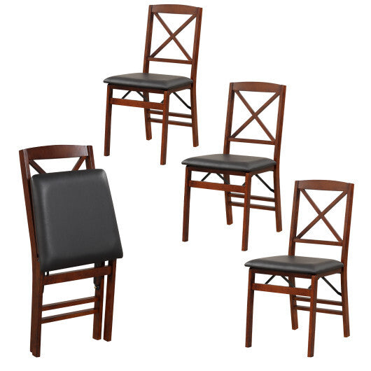 Set of 2 Folding Dining Chairs with 400 LBS Capacity-Brown W2B