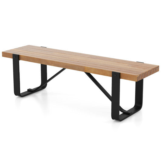 60 Inch Entryway Bench Rustic Farmhouse Wooden Shoe Rack with Metal Frame-Natural W2B