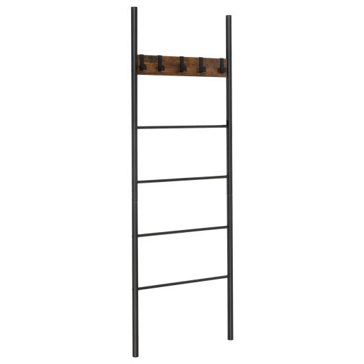 Wall-Leaning Decorative Blanket Holder with 5 Removable Hooks W2B