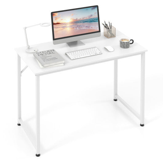 40 Inch Small Computer Desk with Heavy-duty Metal Frame-White