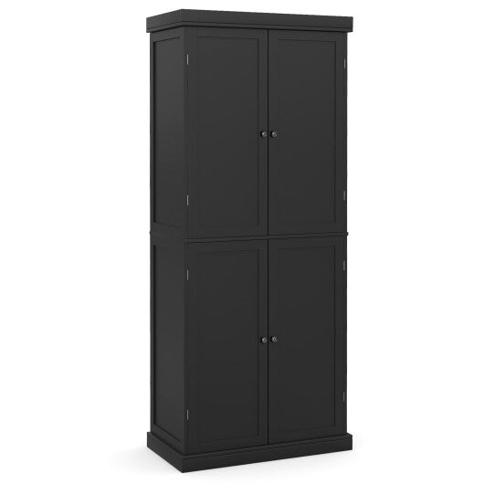 72.5 Inches Tall Buffet Cabinet with 6-Tier Shelves and 4 Doors-Black