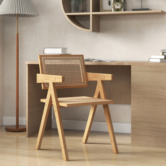 Set of 2 Rattan Accent Chairs with Natural Bamboo Frame-Natural W2B