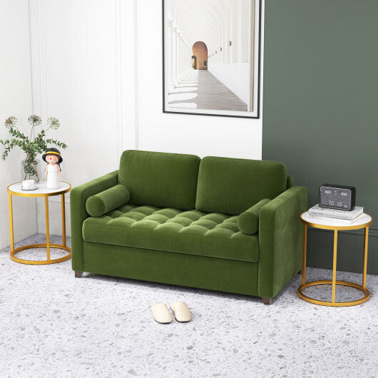 Marble Top Round Side Table 16-Inch End Table with Golden Metal Frame-2 Pieces W2B