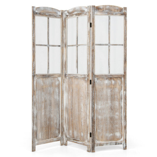 6 Feet Folding Privacy Screen-Coffee W2B