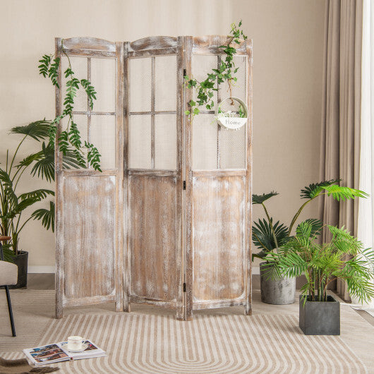 6 Feet Folding Privacy Screen-Coffee W2B