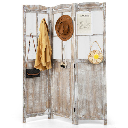 6 Feet Folding Privacy Screen-Coffee W2B