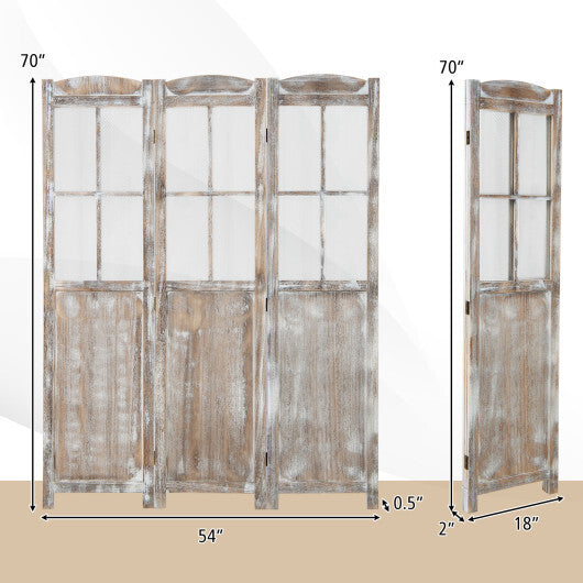 6 Feet Folding Privacy Screen-Coffee W2B