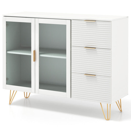 Modern Sideboard Buffet Cabinet with 2 Doors and 3 Drawers for Living Room Dining Room-White W2B