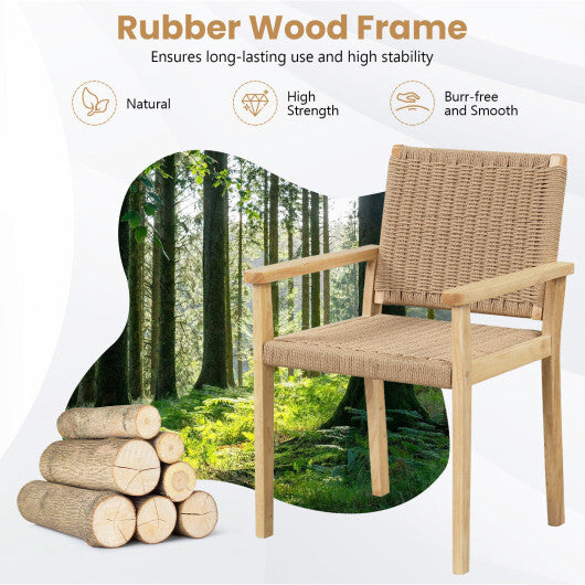 Indoor Outdoor Wood Chair Set of 2-Natural