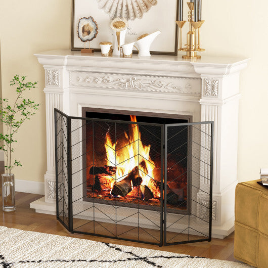 52 x 31 Inch Fireplace Screen-Black W2B