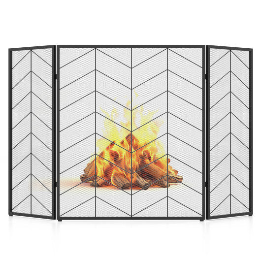 52 x 31 Inch Fireplace Screen-Black W2B