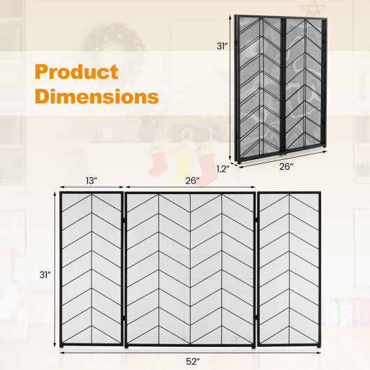 52 x 31 Inch Fireplace Screen-Black W2B