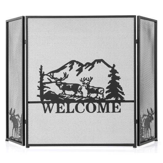 52 x 31 Inch Fireplace Screen-Black W2B
