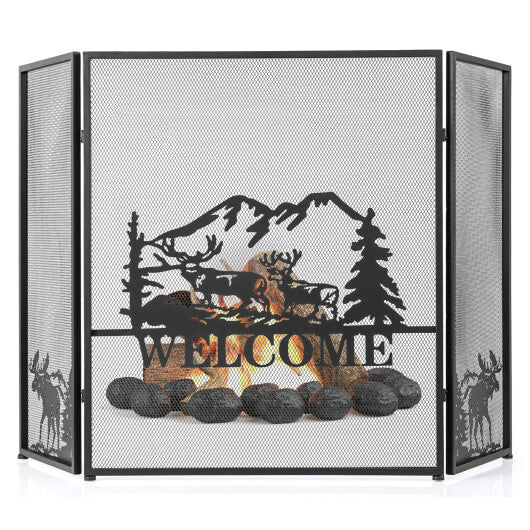 52 x 31 Inch Fireplace Screen-Black W2B