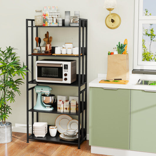 5-Tier Bookshelf with Adjustable and Tiltable Shelves-Rustic Brown W2B