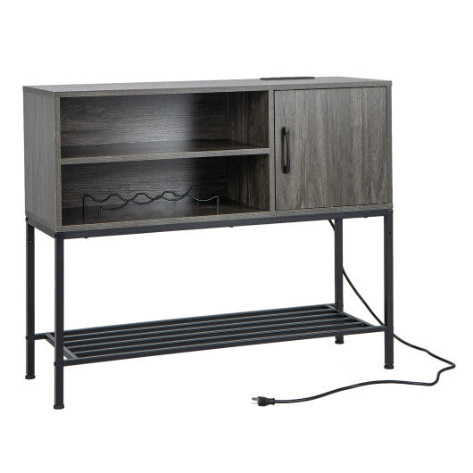 Buffet Sideboard Coffee Bar Cabinet with Power Outlets and USB Ports-Gray - Color: Gray W2B