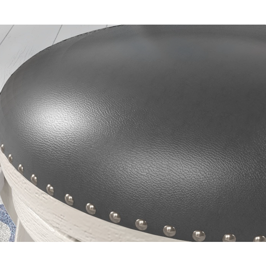 25.5 Inch Hand-Antiqued Stool Set of 2 with Wider Padded Seat-White