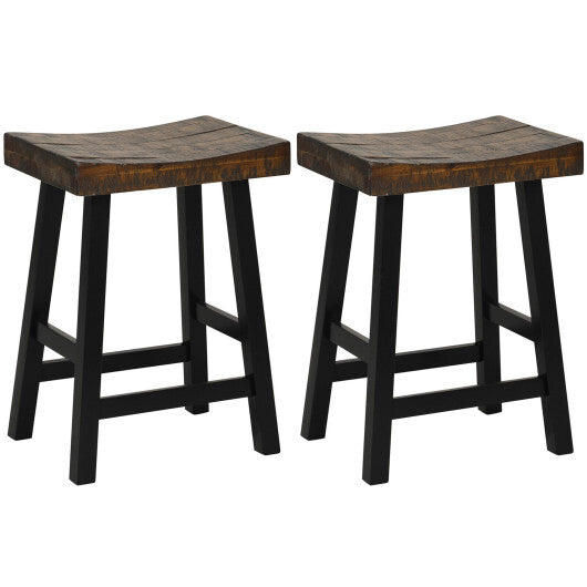 24 Inch Solid Wood Saddle-Seat with Curved Seat Surface and Comfortable Footrests-24 inches W2B