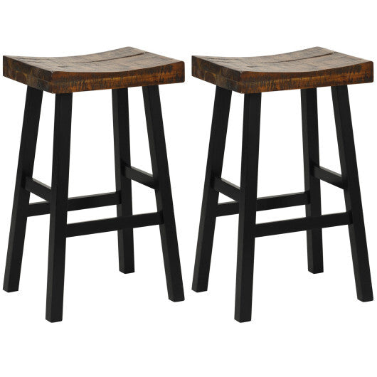 24 Inch Solid Wood Saddle-Seat with Curved Seat Surface and Comfortable Footrests-24 inches W2B