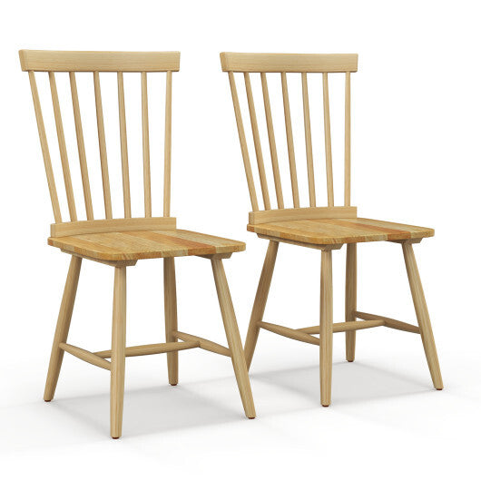 Set of 2 Windsor Dining Chairs with High Spindle Back-Black