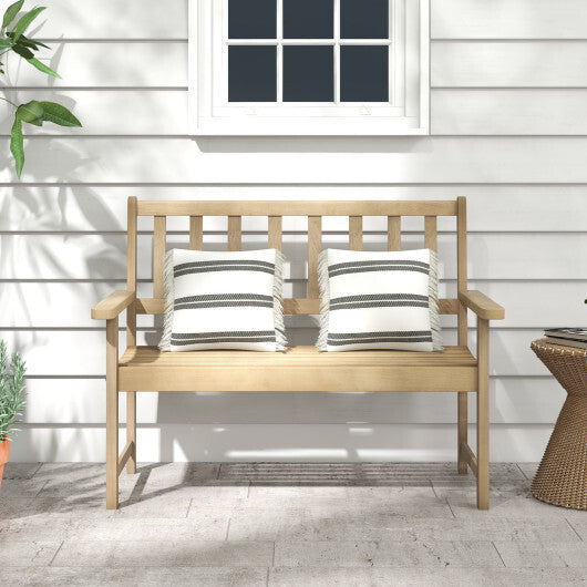 Outdoor Indonesia Teak Wood Garden Bench 2-Person with Backrest and Armrests W2B