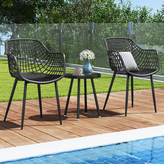 3 Piece Patio Chair Set with PP Seat and Tabletop for Porch-Green W2B