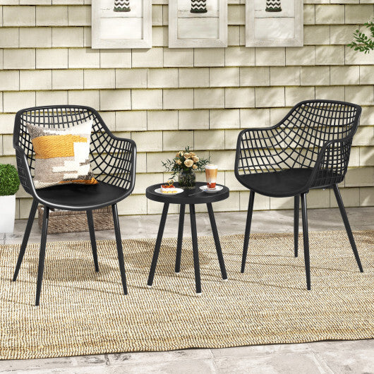 3 Piece Patio Chair Set with PP Seat and Tabletop for Porch-Green W2B