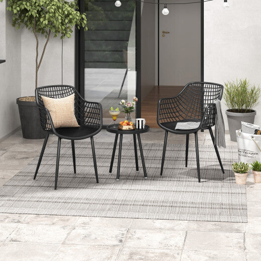3 Piece Patio Chair Set with PP Seat and Tabletop for Porch-Green W2B