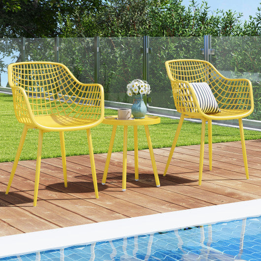 3 Piece Patio Chair Set with PP Seat and Tabletop for Porch-Green W2B
